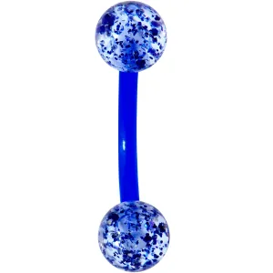 16 Gauge 5/16 Blue Glitter Burst Curved Eyebrow Ring