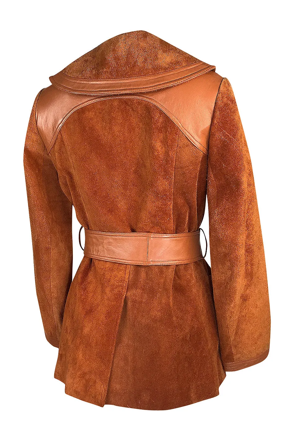 1970s Giorgio Sant'Angelo Orange Colored Suede & Leather Jacket