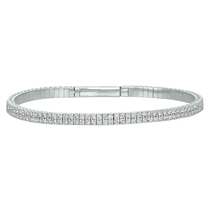 3.00CT DIAMOND 2 ROWS FLEXIBLE BRACELET 14K GOLD