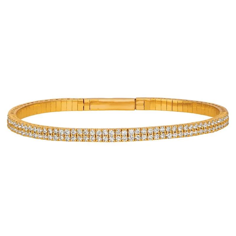 3.00CT DIAMOND 2 ROWS FLEXIBLE BRACELET 14K GOLD