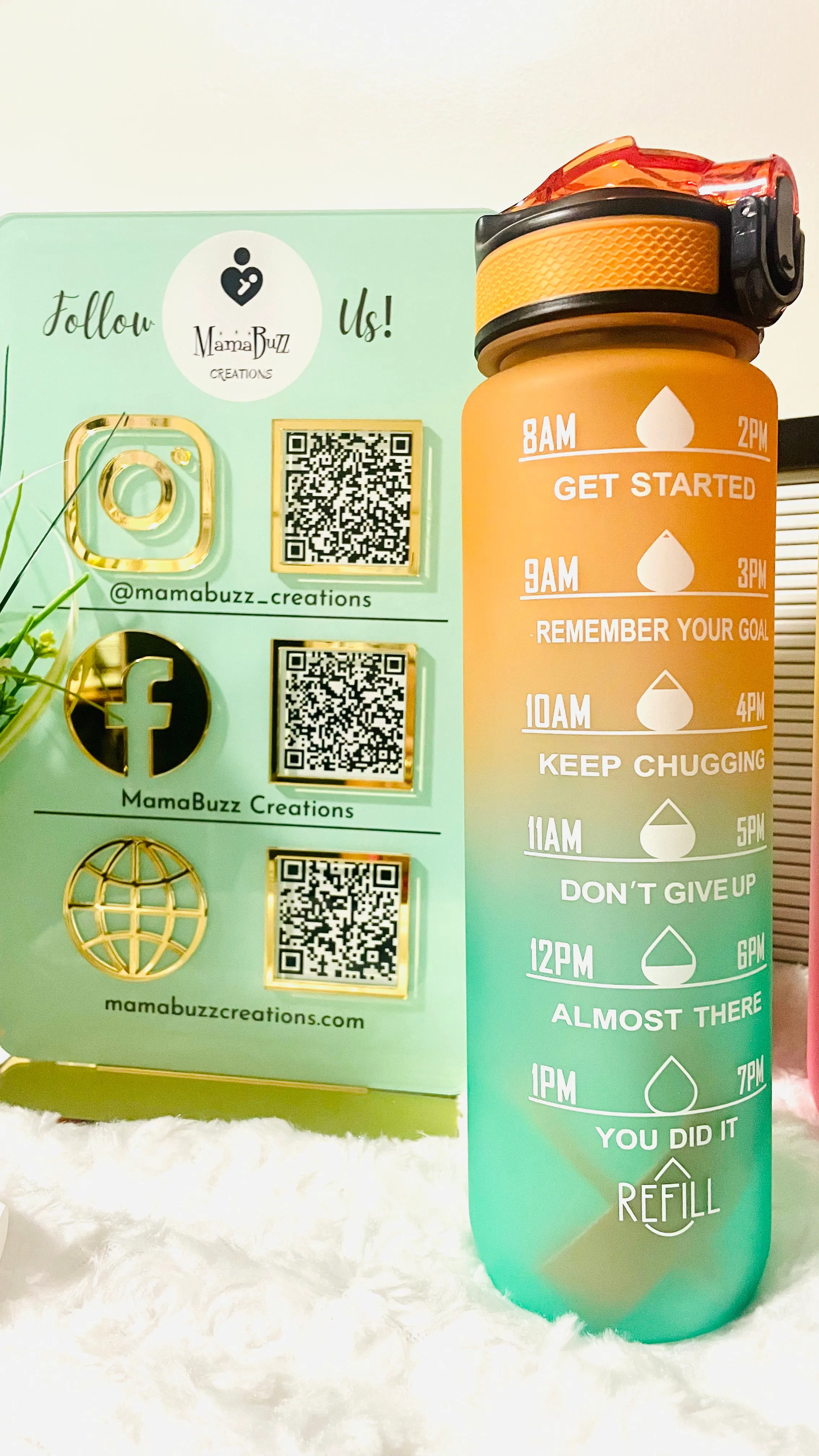 32 oz Timed Custom Name Motivational Water Bottle with straw-for gym, sports, yoga, running, hiking and exercise