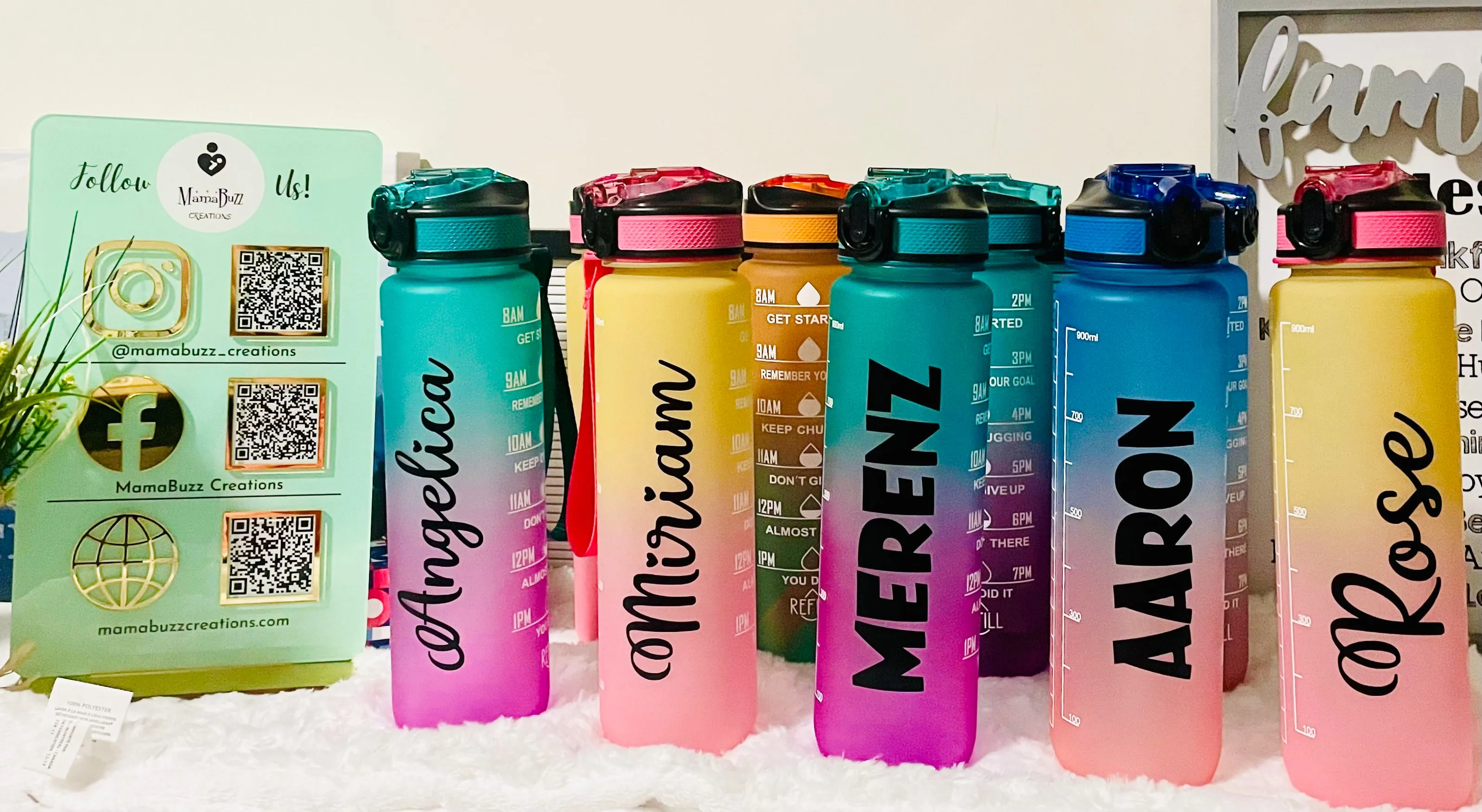 32 oz Timed Custom Name Motivational Water Bottle with straw-for gym, sports, yoga, running, hiking and exercise