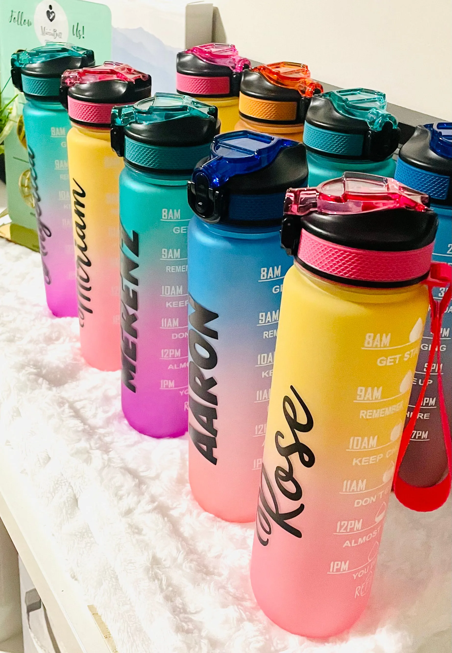 32 oz Timed Custom Name Motivational Water Bottle with straw-for gym, sports, yoga, running, hiking and exercise