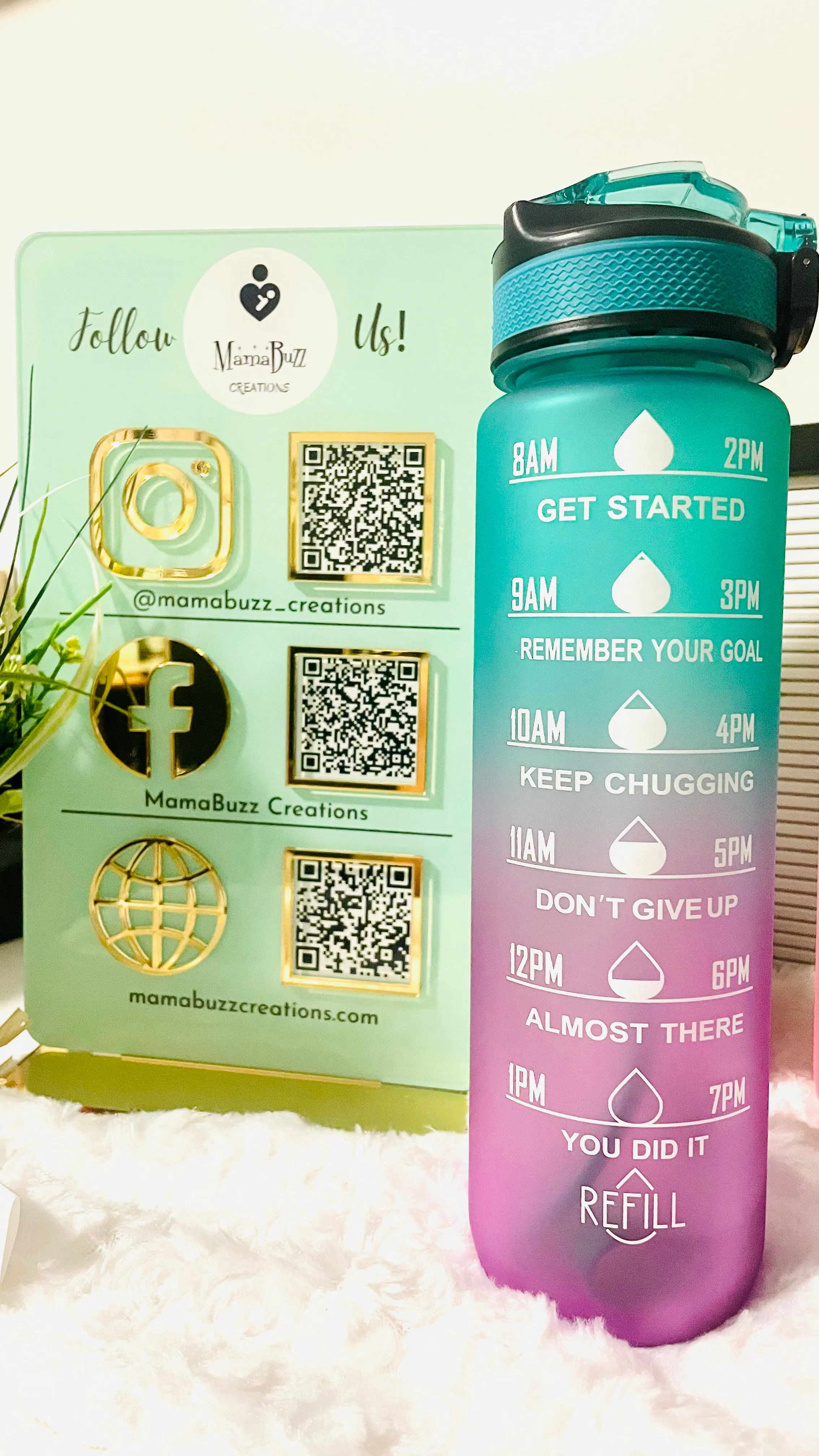 32 oz Timed Custom Name Motivational Water Bottle with straw-for gym, sports, yoga, running, hiking and exercise