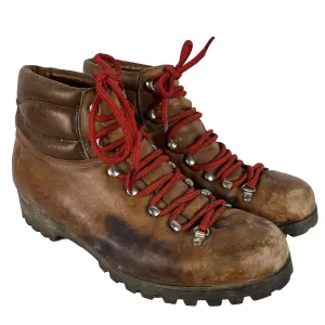 80s Italian Style Red Lace Vibram Sole Hiking Boots- M's 7, W's 8.5