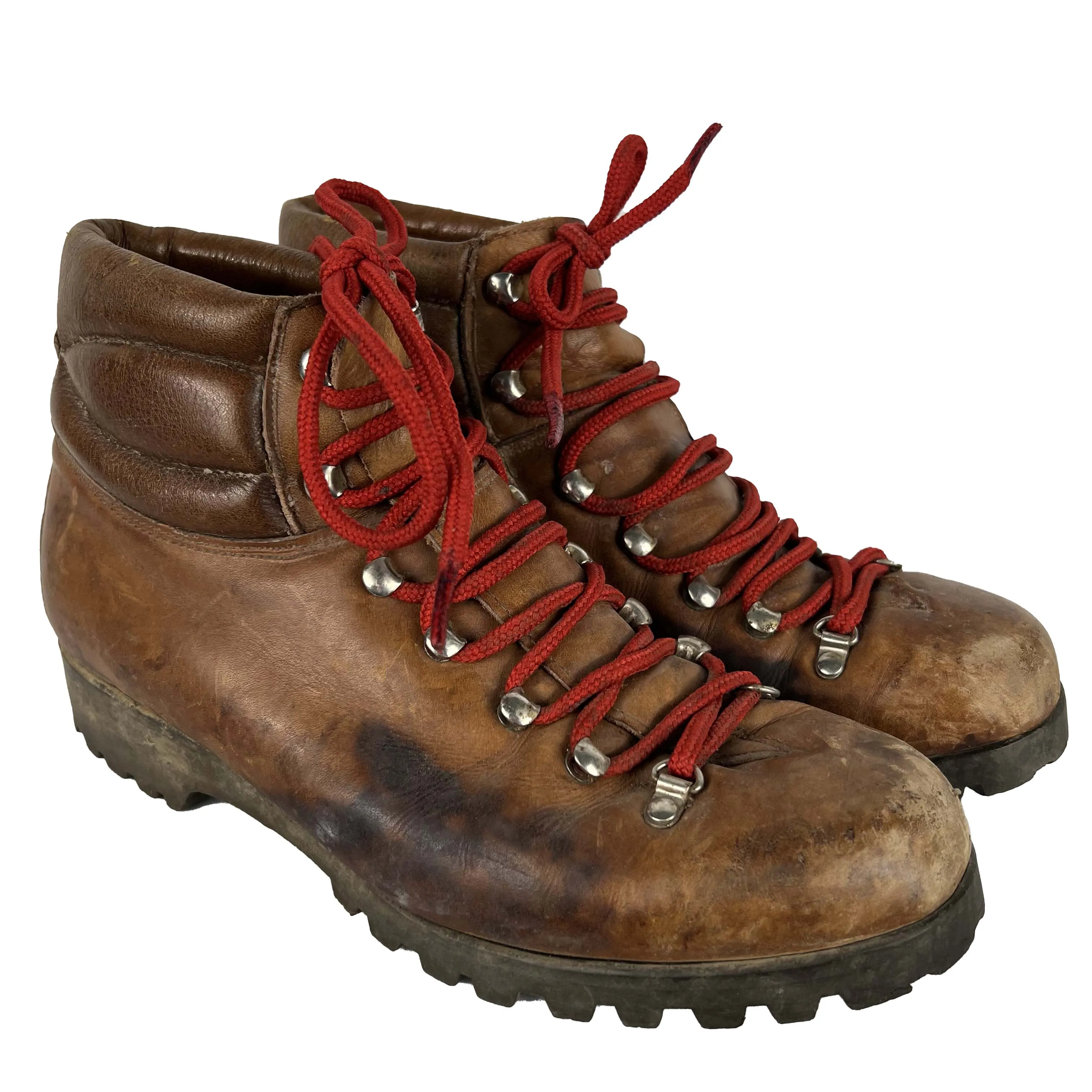 80s Italian Style Red Lace Vibram Sole Hiking Boots- M's 7, W's 8.5