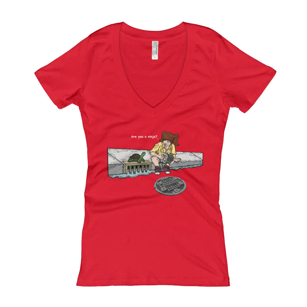 Are You a Ninja? April in New York Fitted V-Neck T-Shirt