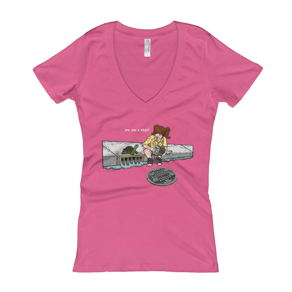 Are You a Ninja? April in New York Fitted V-Neck T-Shirt