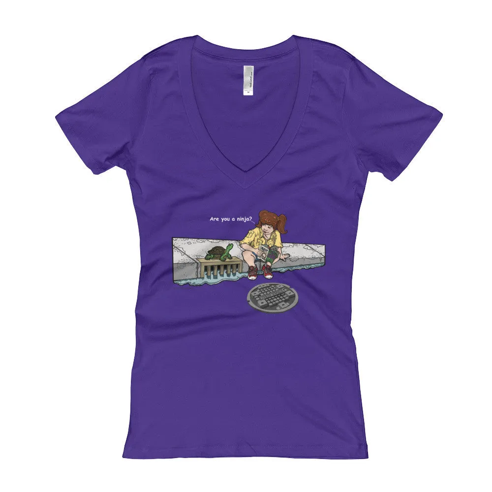 Are You a Ninja? April in New York Fitted V-Neck T-Shirt