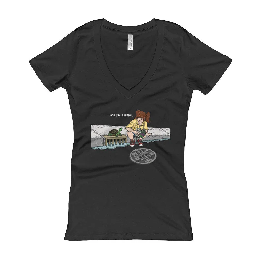 Are You a Ninja? April in New York Fitted V-Neck T-Shirt