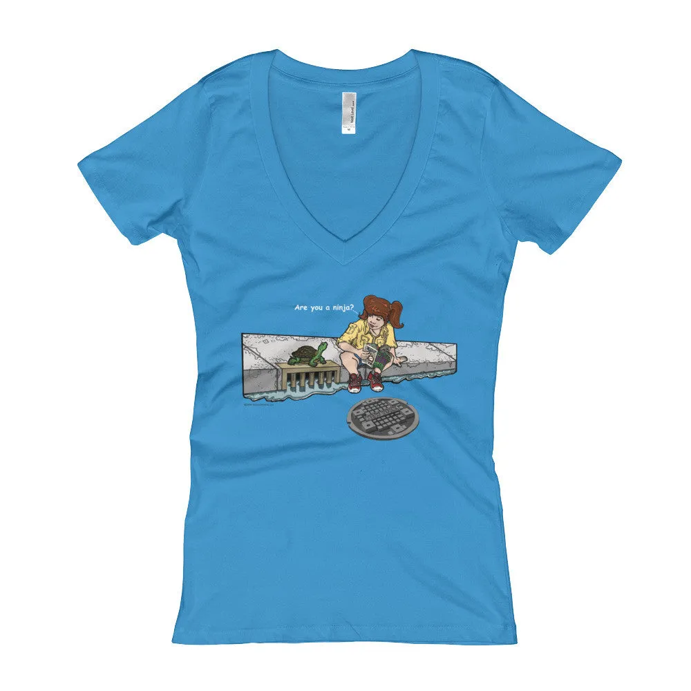 Are You a Ninja? April in New York Fitted V-Neck T-Shirt