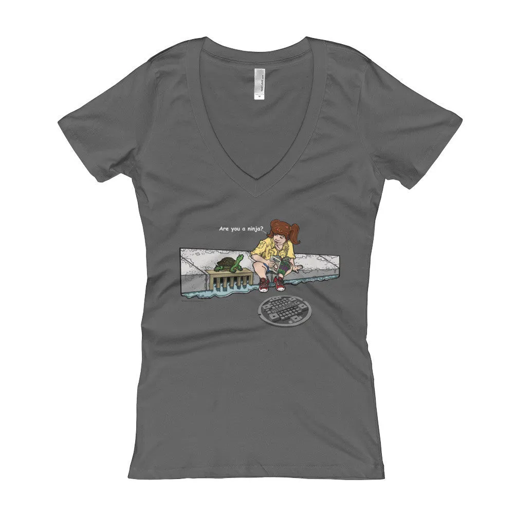 Are You a Ninja? April in New York Fitted V-Neck T-Shirt