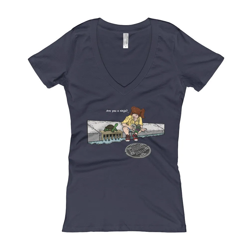 Are You a Ninja? April in New York Fitted V-Neck T-Shirt