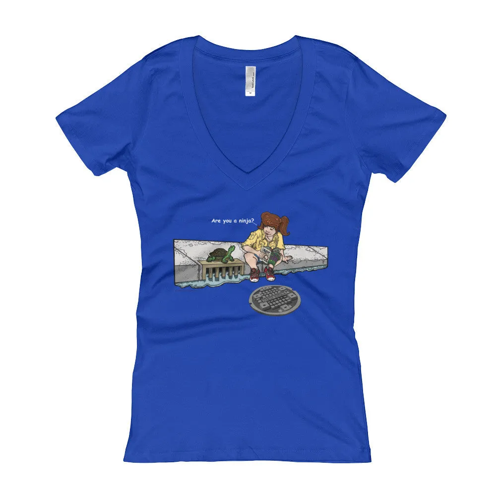 Are You a Ninja? April in New York Fitted V-Neck T-Shirt