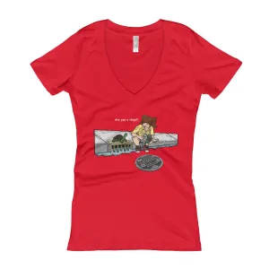 Are You a Ninja? April in New York Fitted V-Neck T-Shirt