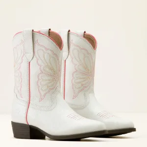 Ariat® Kid's "Heritage Butterfly" Western Boots - Distressed Ivory