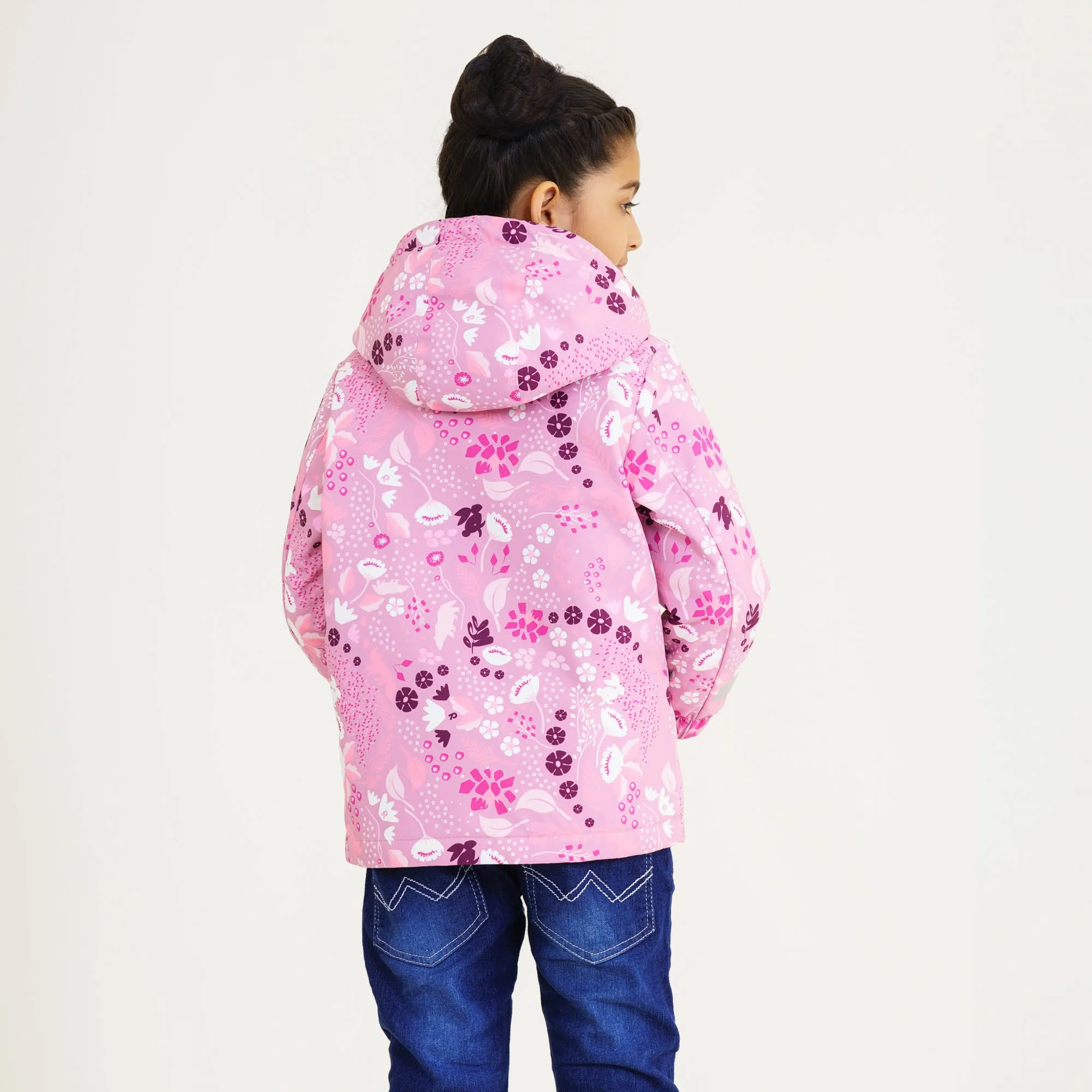 Baby Girls Pink Printed Windbreaker