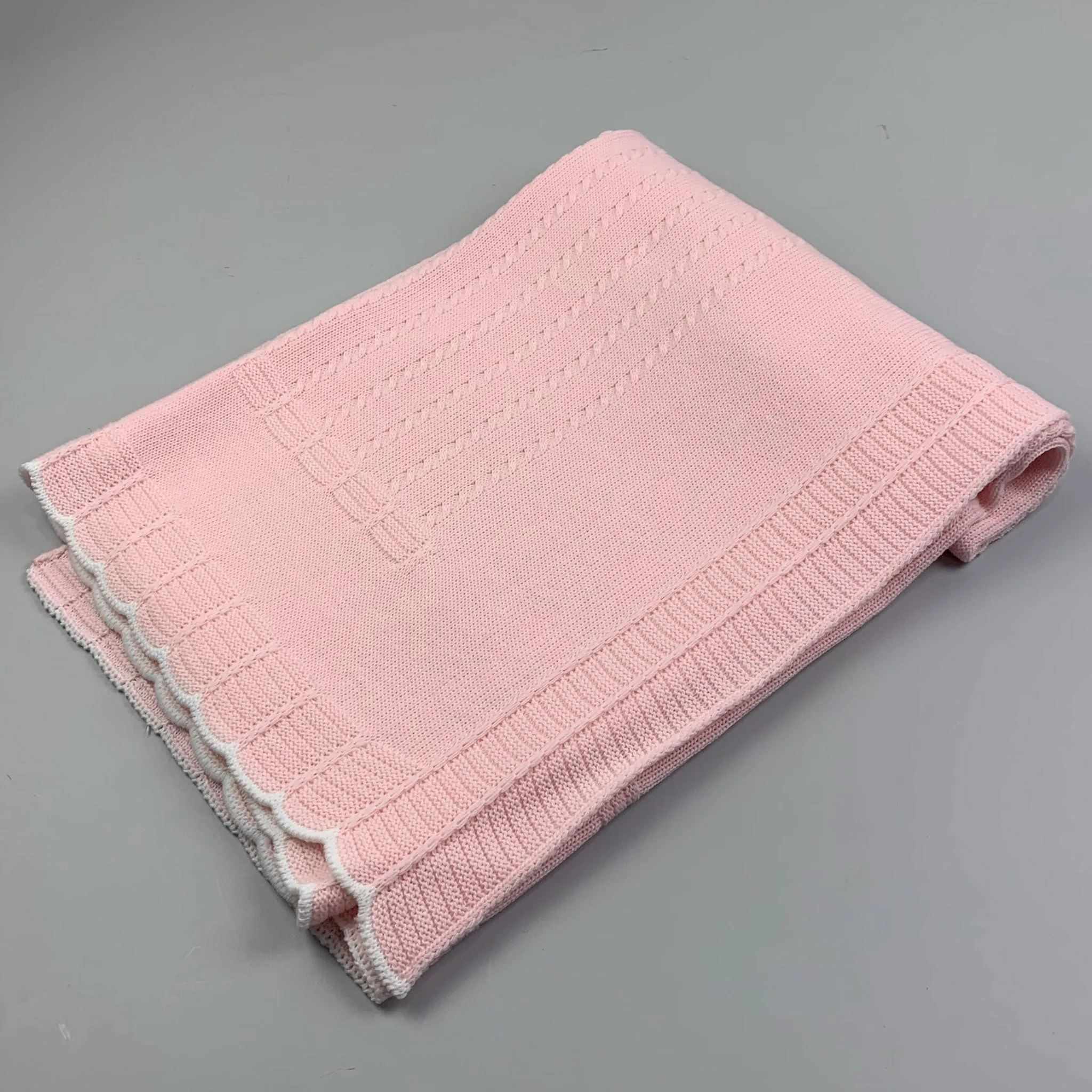 Baby Shawl / Luxury Knitted Spanish Shawl - Pink