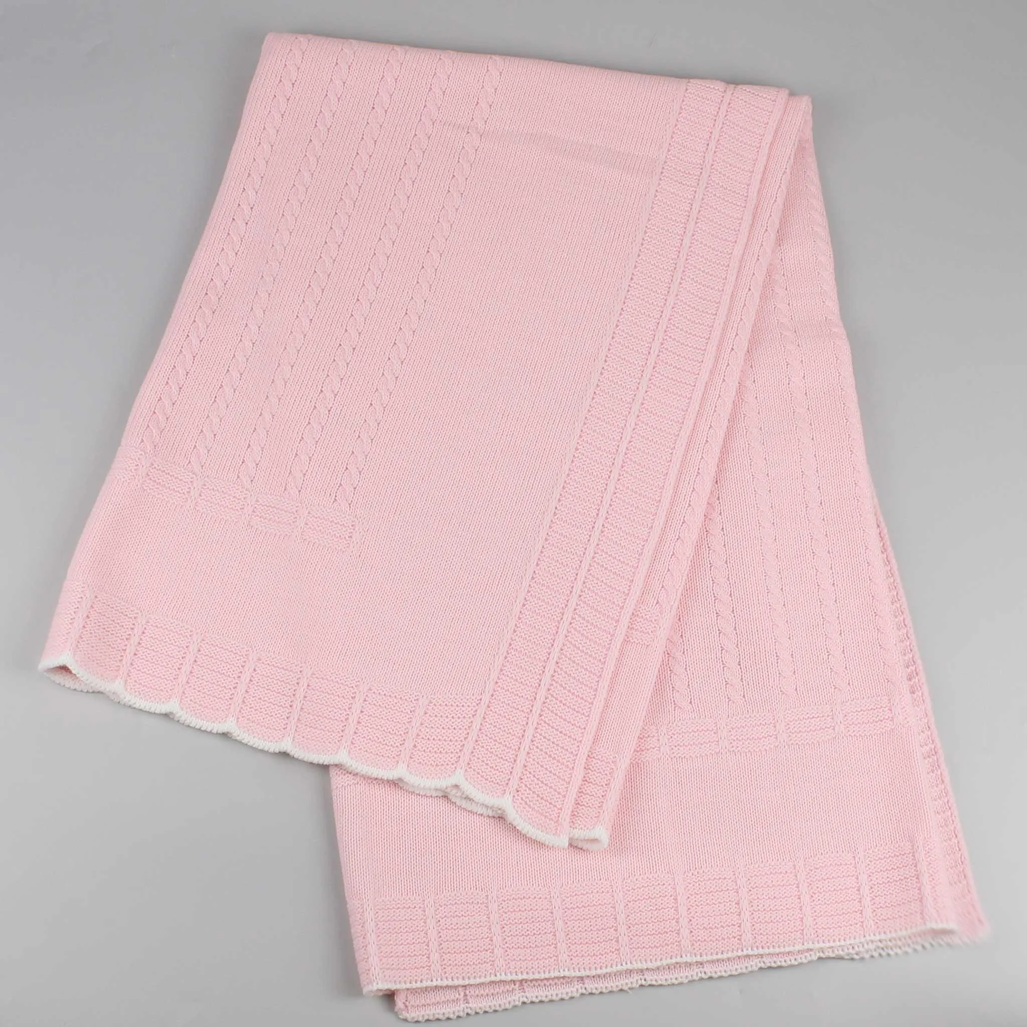 Baby Shawl / Luxury Knitted Spanish Shawl - Pink