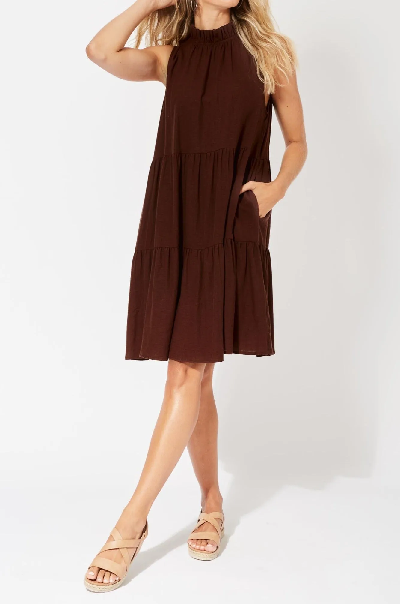 Belize Frill Dress - Henna