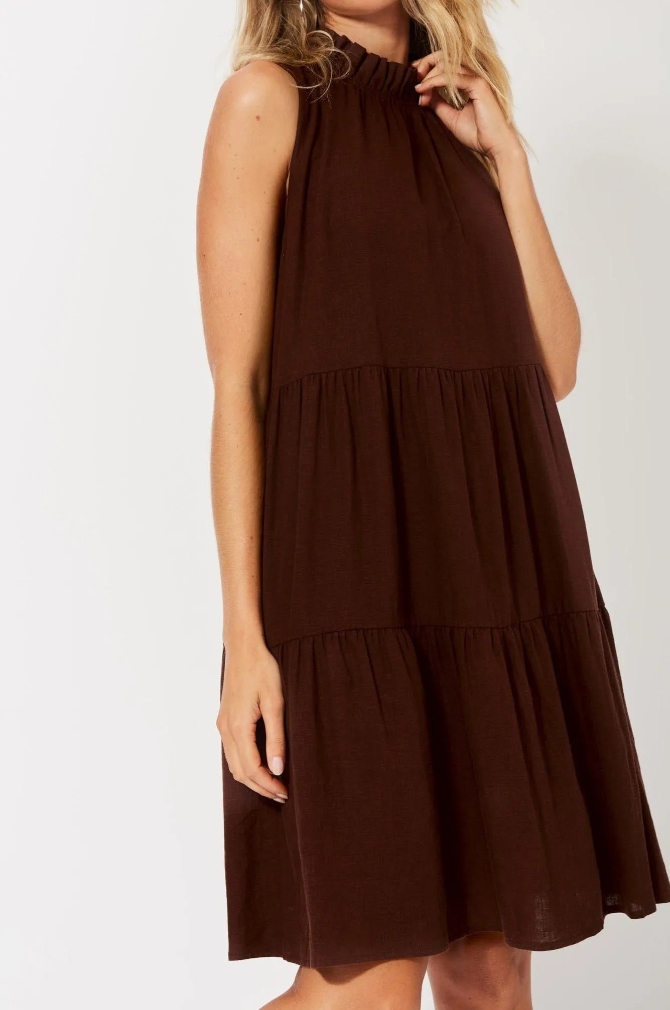 Belize Frill Dress - Henna