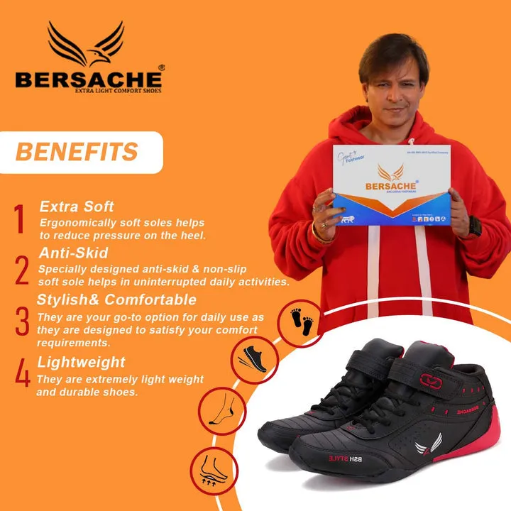 Bersache Lightweight Casual Sneaker Shoes For Men Black-9020
