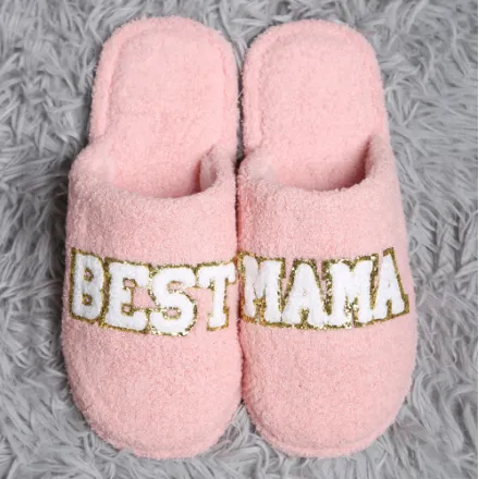Best Mama Chenille Patched Slippers