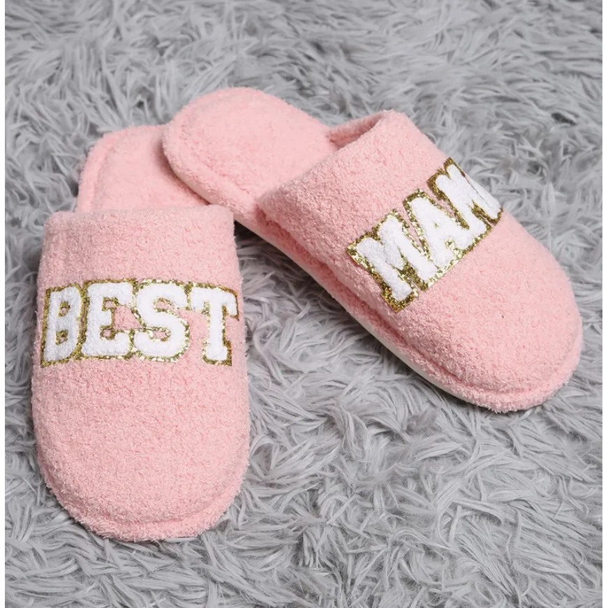Best Mama Chenille Patched Slippers