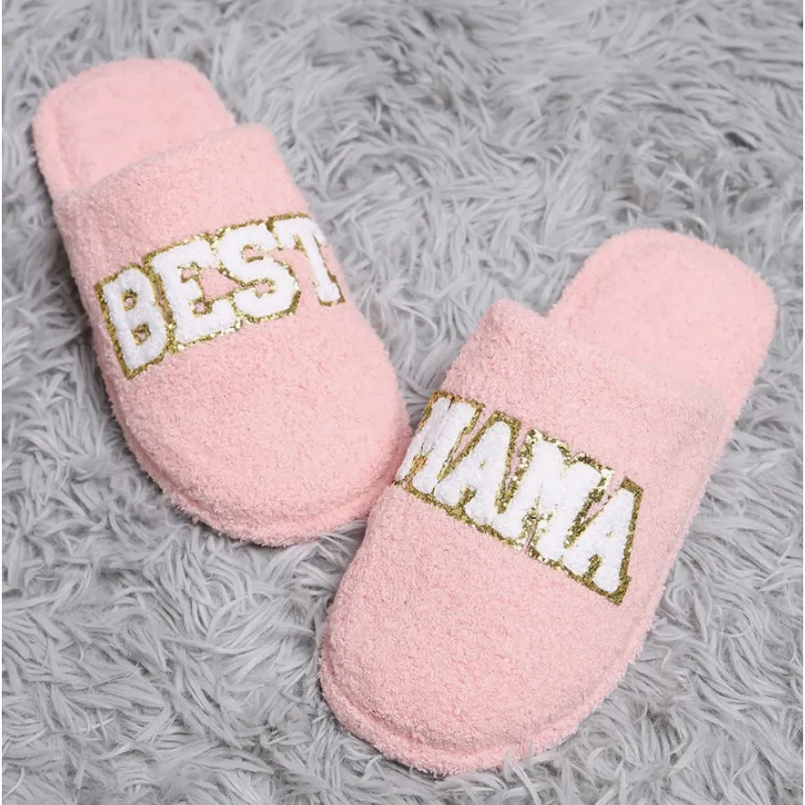 Best Mama Chenille Patched Slippers