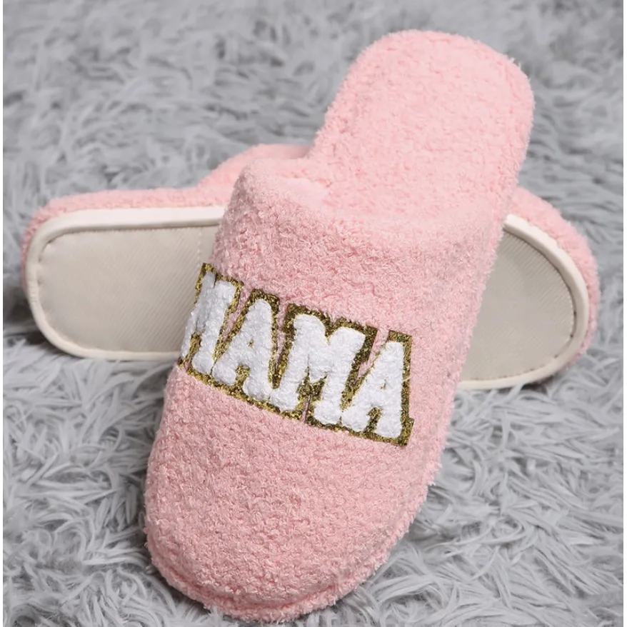 Best Mama Chenille Patched Slippers