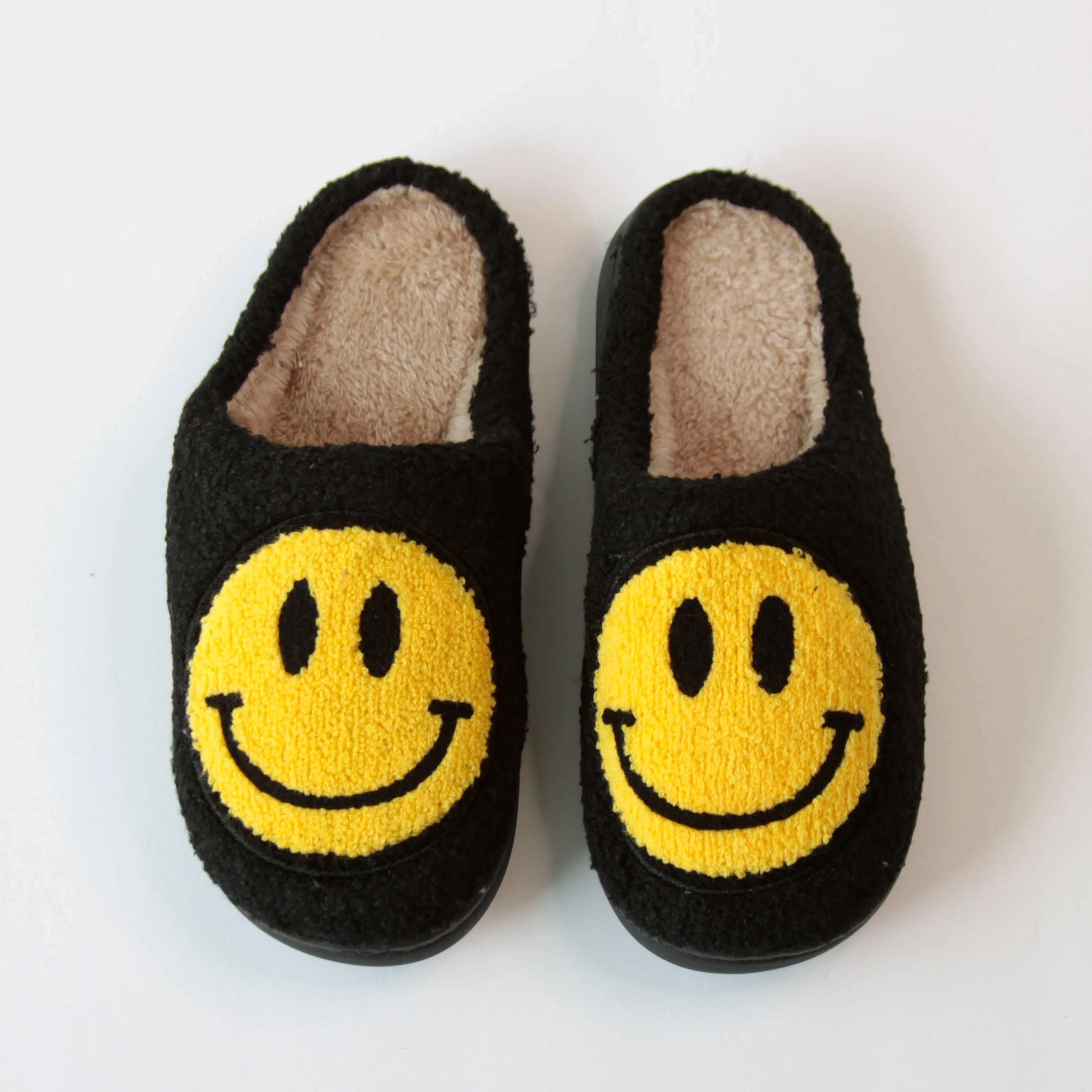 Black and Yellow Happy Slippers
