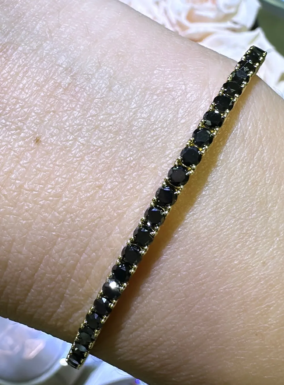 Black Diamond Semi Flexible Bangle Bracelet 2.53ct tw