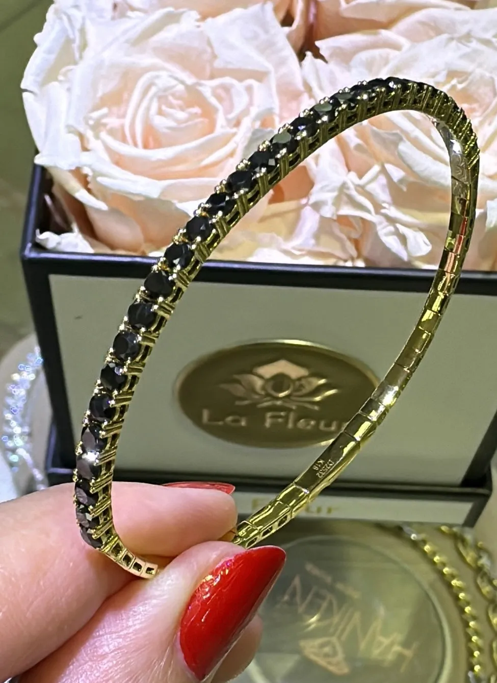 Black Diamond Semi Flexible Bangle Bracelet 2.53ct tw