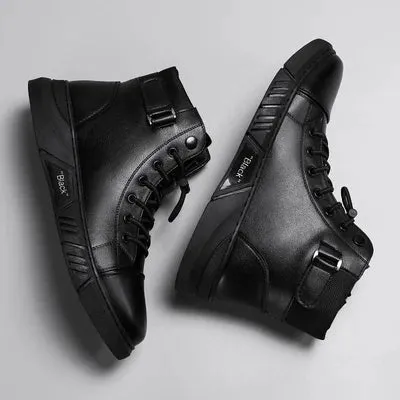 Black Men's Leather Boots