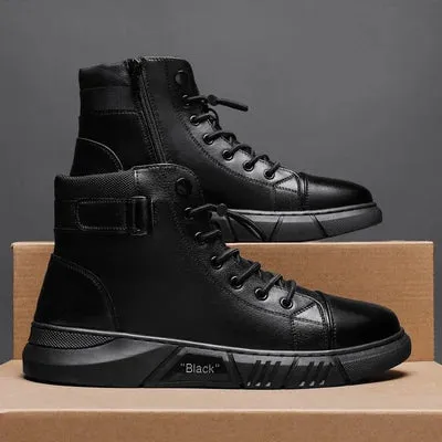 Black Men's Leather Boots