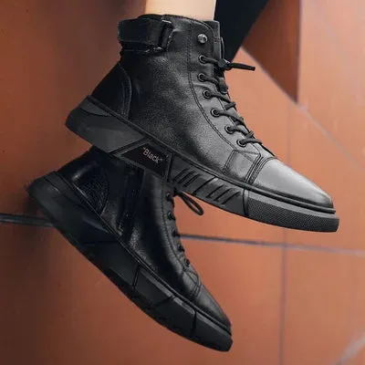 Black Men's Leather Boots