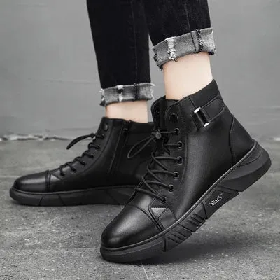 Black Men's Leather Boots