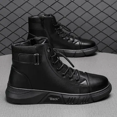 Black Men's Leather Boots