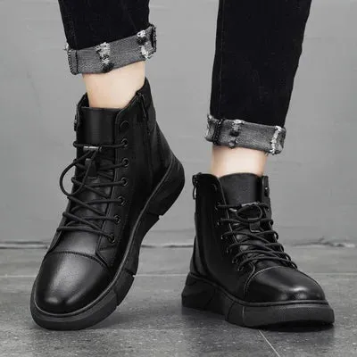 Black Men's Leather Boots