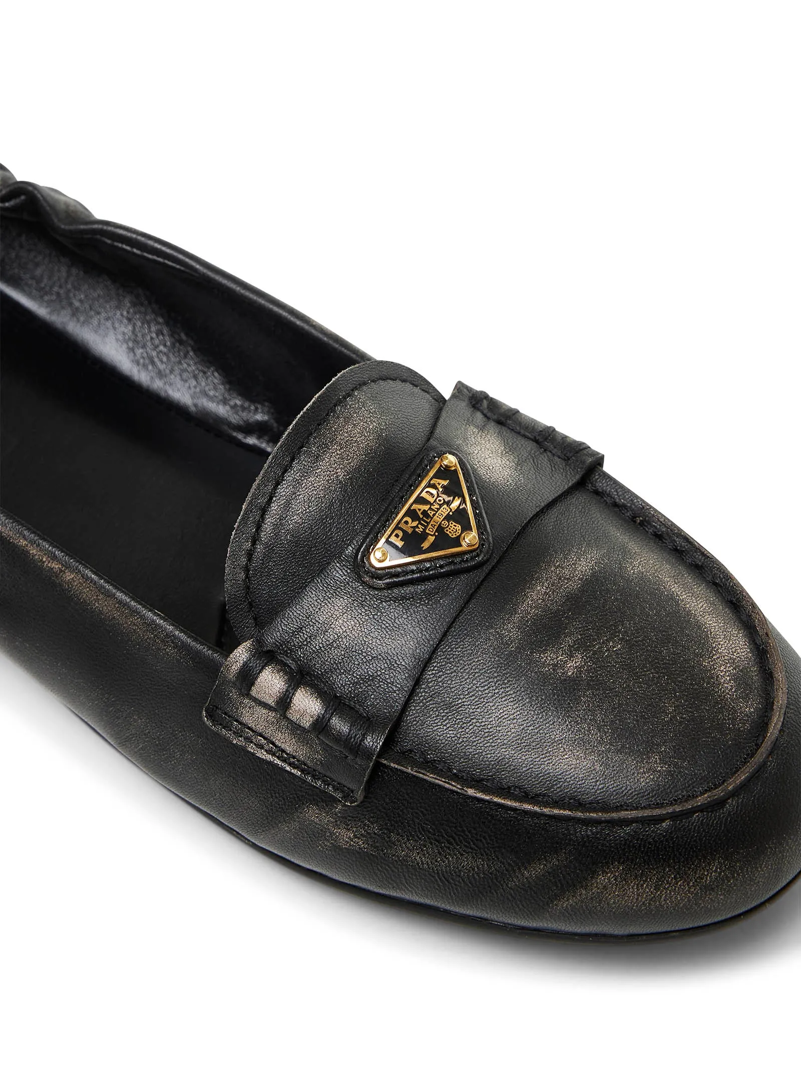 Black nappa leather loafers