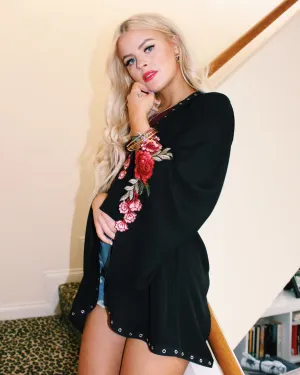 Black Roses Short Kimono