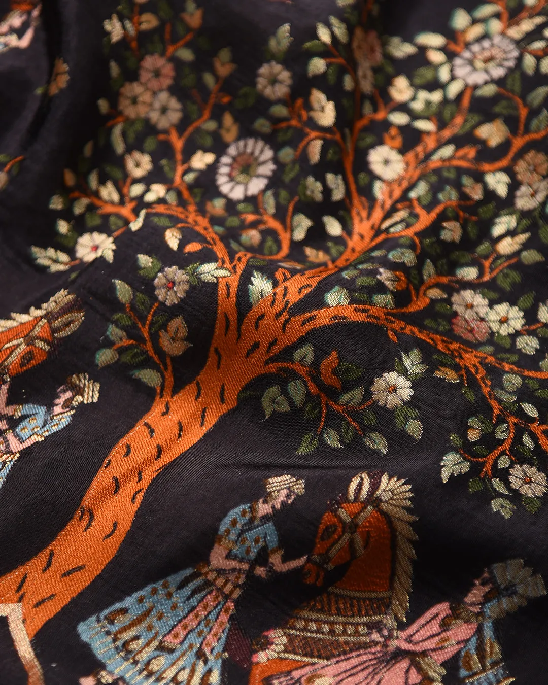 Black Silk Viscose Jamdani Multicolor Woven Saree With Silk Woven Blouse