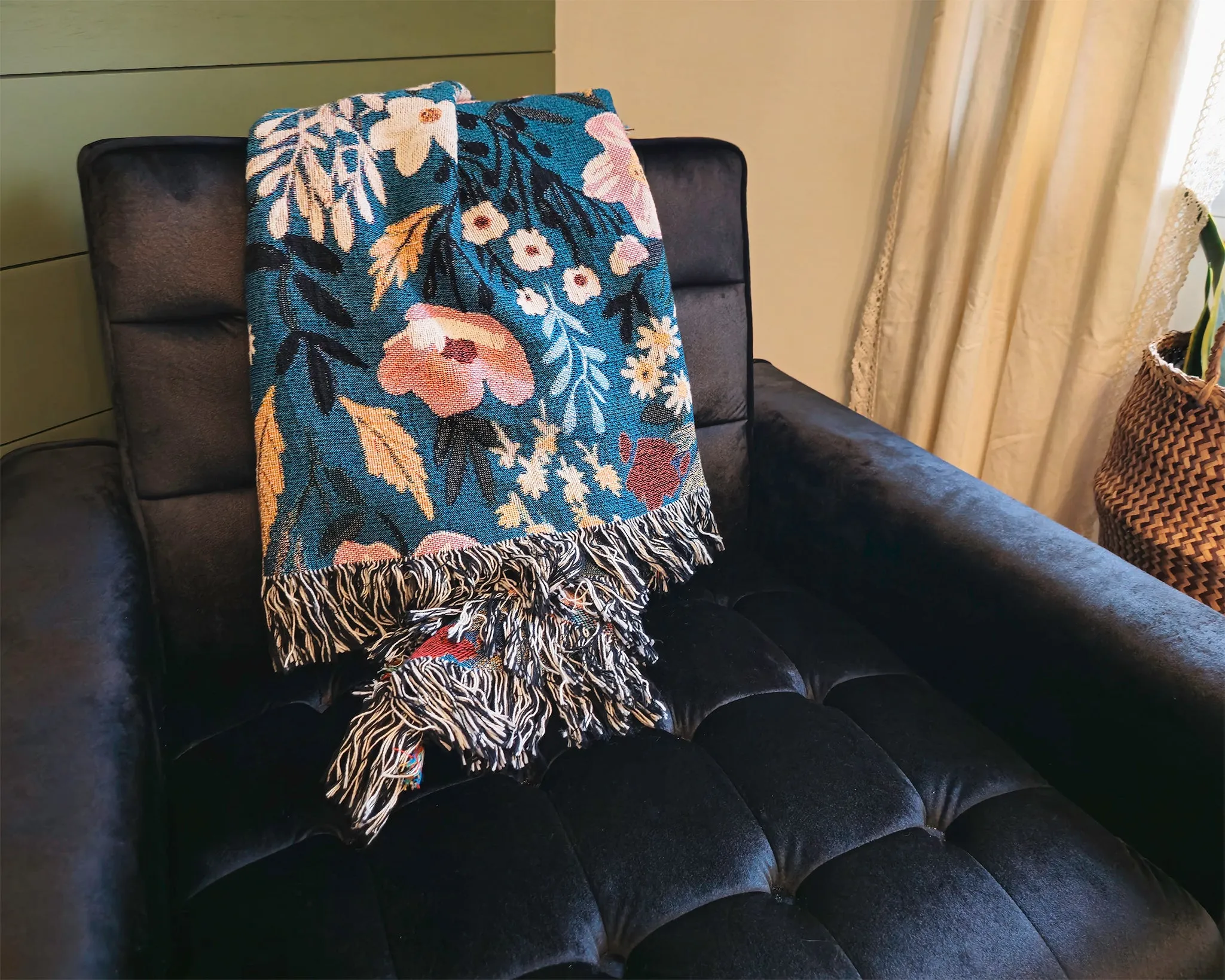 Blue Floral Mother Blanket with Names