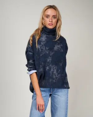 boreal ribbed high neck pullover - lake