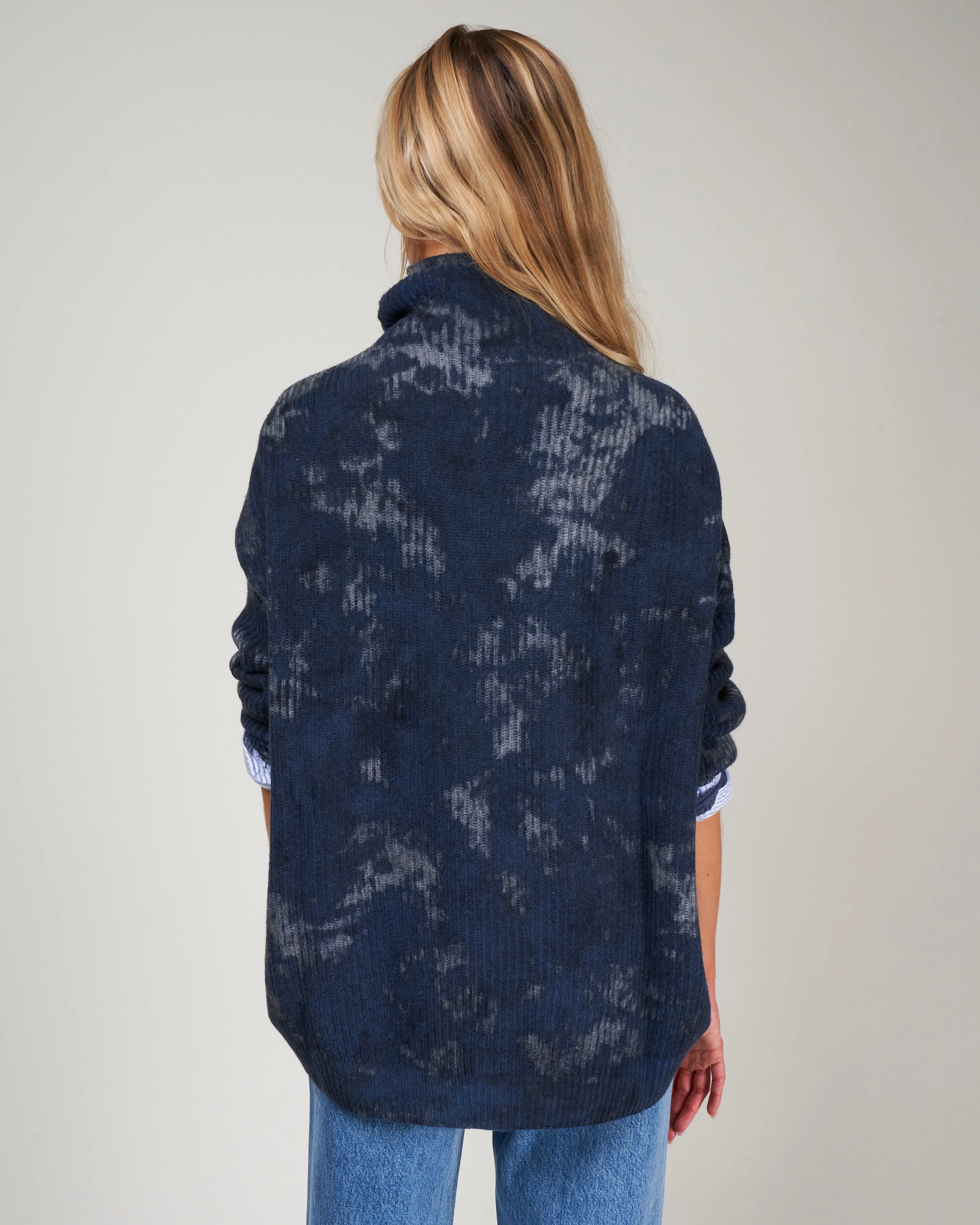 boreal ribbed high neck pullover - lake