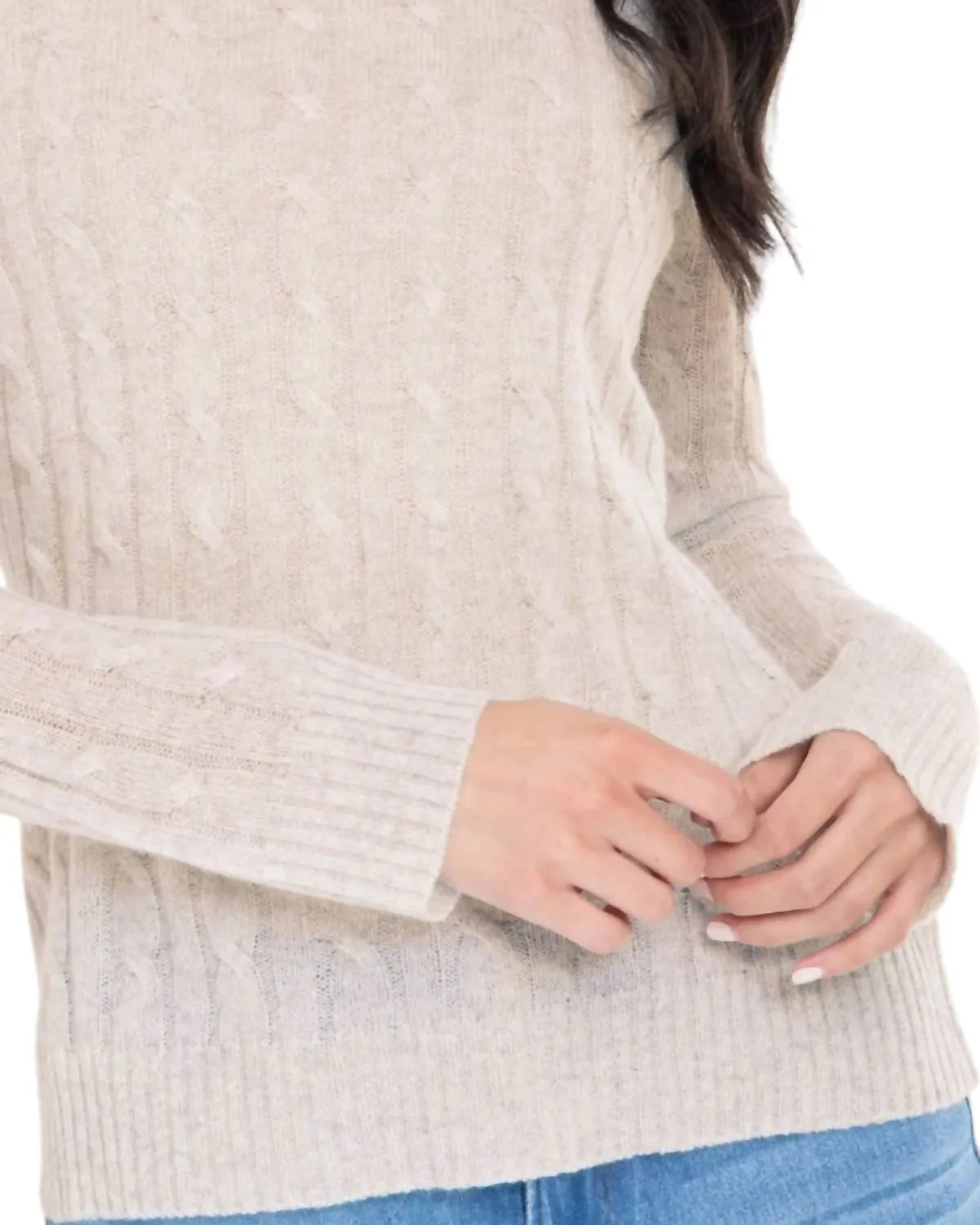 Breezy Cable Pullover Sweater In Snow