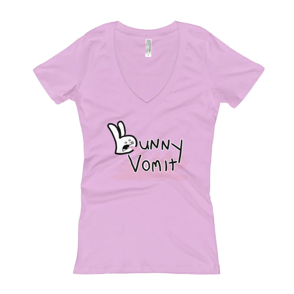 Bunny Vomit Logo Fitted V-Neck T-Shirt