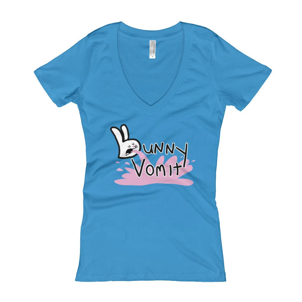 Bunny Vomit Logo Fitted V-Neck T-Shirt