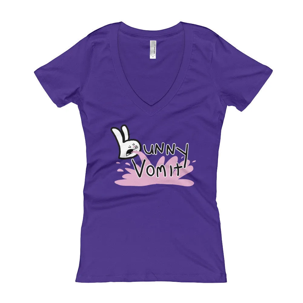 Bunny Vomit Logo Fitted V-Neck T-Shirt