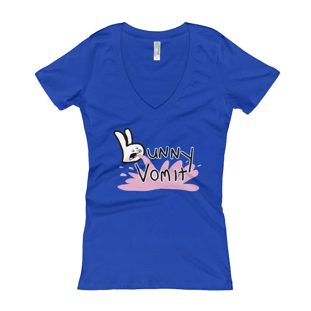 Bunny Vomit Logo Fitted V-Neck T-Shirt